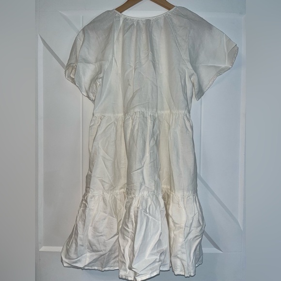 Madewell Linen Blend Flutter Sleeve Tiered Mini Dress NF890 Cream XS - Picture 6 of 9